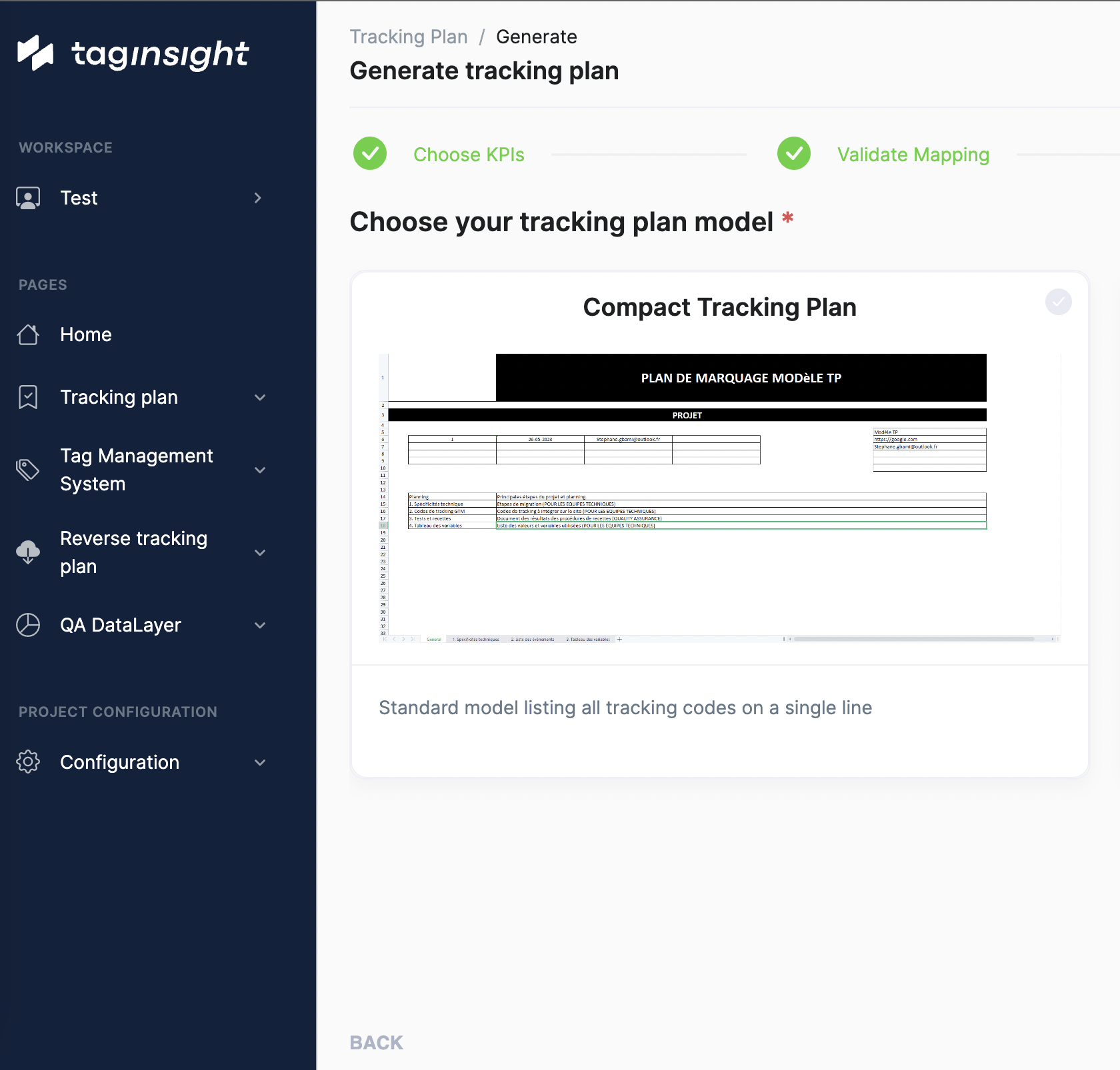 compact tracking plan